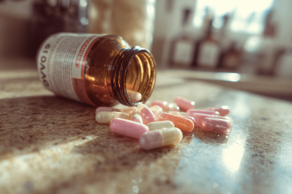 glucovy blood sugar support supplement on kitchen table